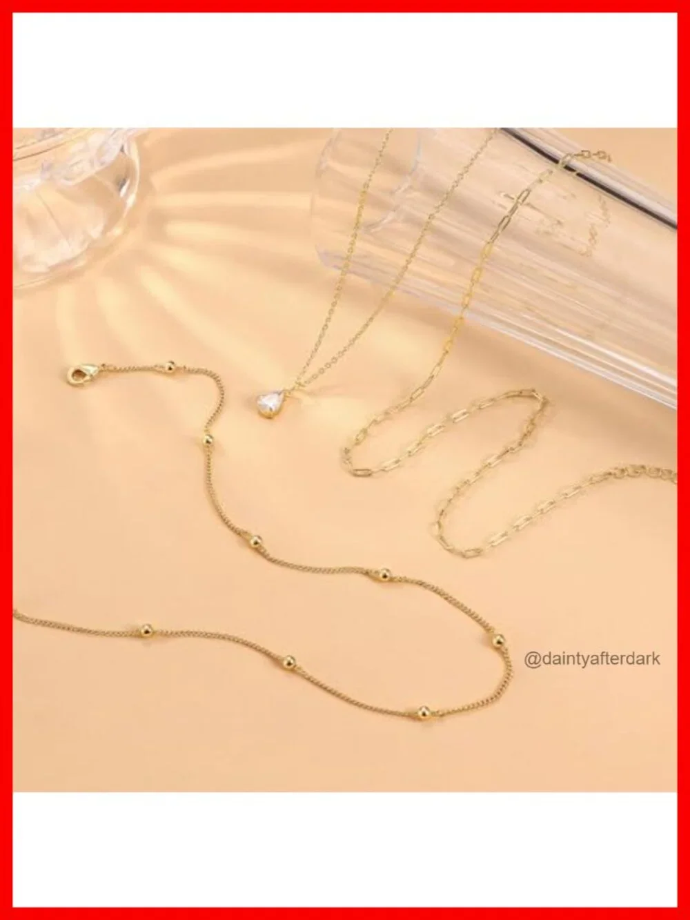 14K Gold Plated Layered Necklace Set Dainty Stack Gold Chains